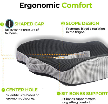 Memory Foam Seat Cushion — All-Day Comfort for WFH, Study & Long Sits