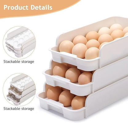 EggNest Stackable Egg Tray — Fridge-Ready, Space-Saving (Set of 3)