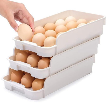 EggNest Stackable Egg Tray — Fridge-Ready, Space-Saving (Set of 3)