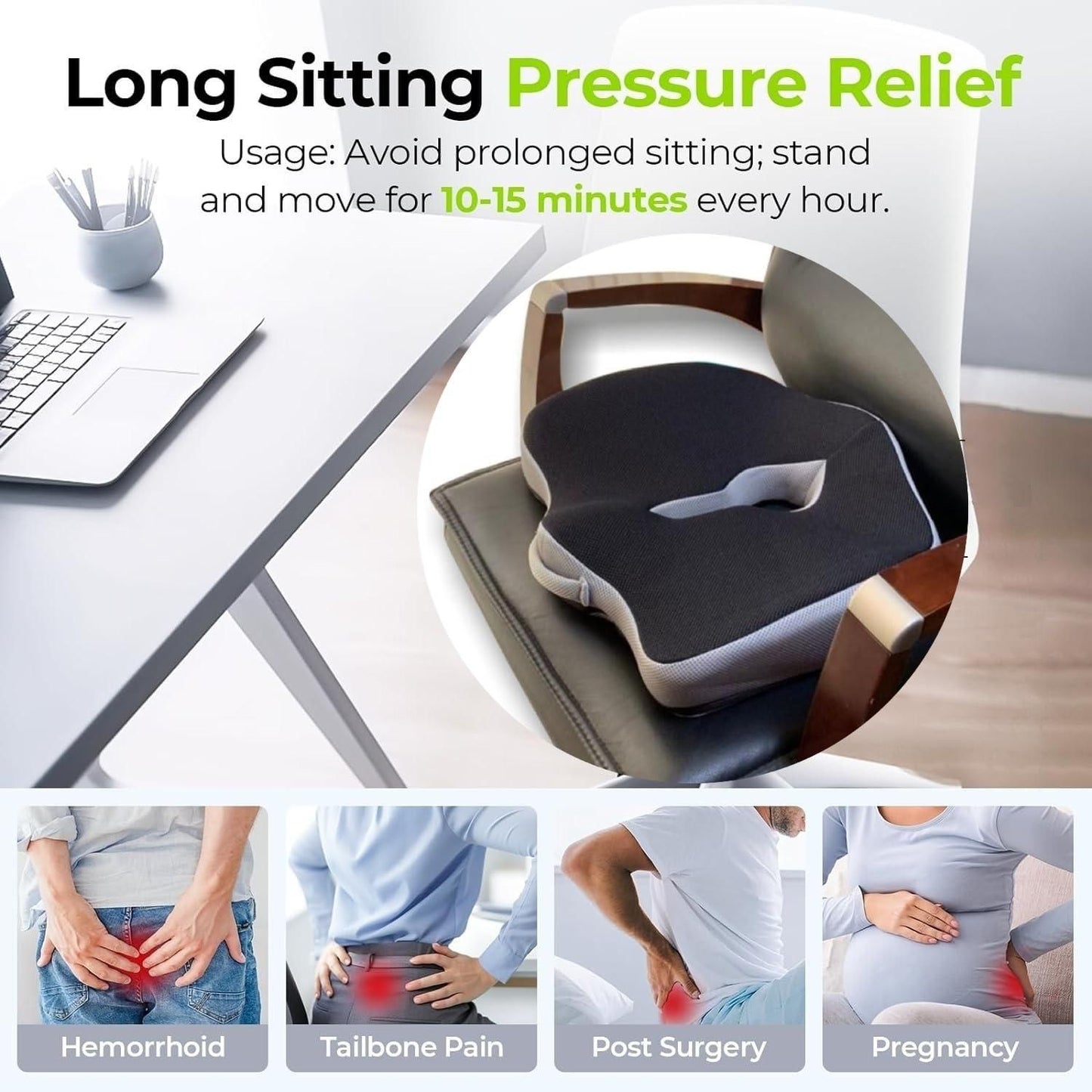 Memory Foam Seat Cushion — All-Day Comfort for WFH, Study & Long Sits